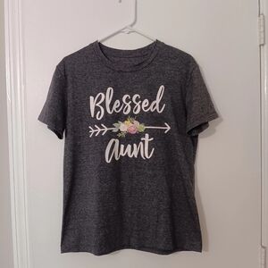 Blessed Aunt Women Flower Graphic Gray Medium Size  SHIRT